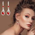 thumbnail image 4 of Momihoom Silver White Cubic Zirconia Earrings Dangling for Women Spiral Hanging Shaped Teardrop Earrings for Bridal or Gift, 4 of 5