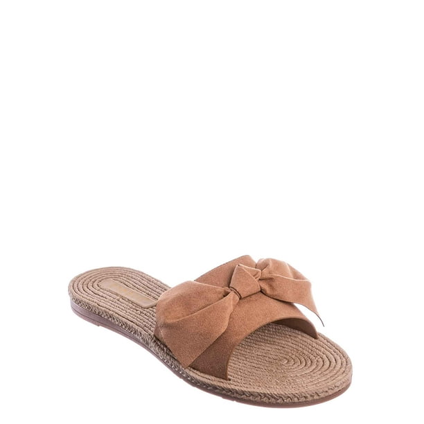 Espadrille Woven Knotted Bow Slides Jute Rope Weaved Slip On Sandal