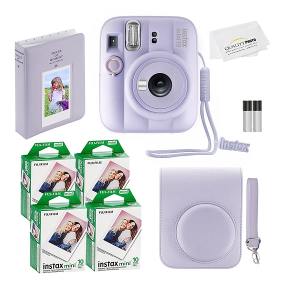 Fujifilm Instax Mini 13 Instant Camera, 40 Photo Prints, Photo Album, Case & Quality Photo Microfiber Cloth- Dreamy Purple