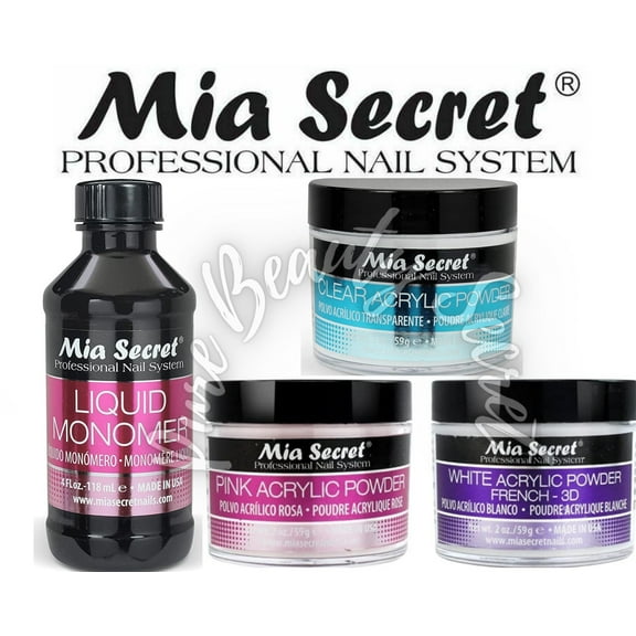 Mia Secret Liquid Monomer 4 oz and Powder 2 oz x 3 (NATURAL PINK   WHITE   PINK)