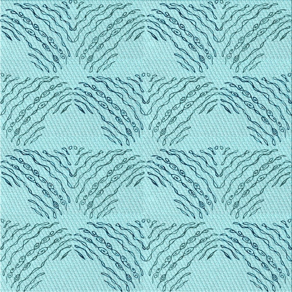 Ahgly Company Indoor Square Patterned Tron Blue Area Rugs, 7' Square
