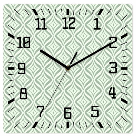Teal Geometric Wooden Wall Clock Silent Non Ticking, Art Contemporary Modern Abstract Square Wall Clocks Battery Operated, Decor Clock for Home Office, Living Room, Kitchen, 10 Inch
