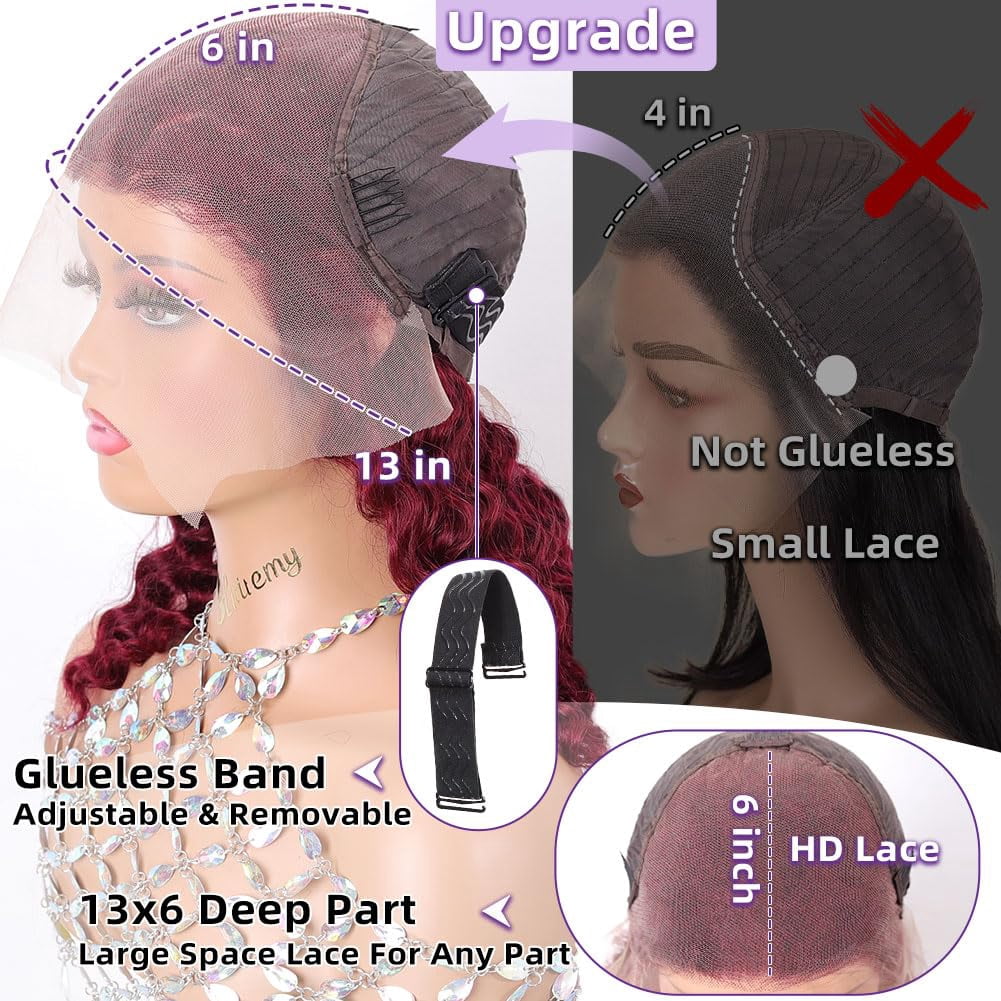 Curly Bob Wig Synthetic Wig Deep Wave 13x6 HD Lace Front Wigs For Black Women Hair Pre Plucked Wear And Go Glueless Short Wet And Wavy Chocolate Brown 12 Inch