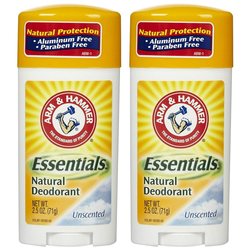 Arm & Hammer Essentials Natural Deodorant, Unscented 2.5 oz 2 pk