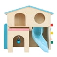 thumbnail image 1 of Hamster Fun House Toy, Wooden Hamster House Hut Easy To Install Multifunctional Safe  For Play For Exercise Blue, 1 of 8
