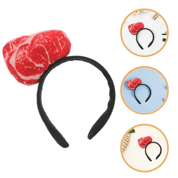 Masteelf 2pcs Meat Shaped Headband Novelty Food Costume Prop Party Cosplay Festival Unique Meat Hair Band For Photo Props Role Play Halloween