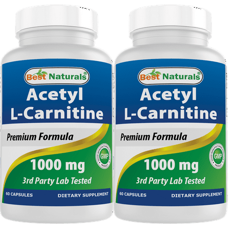 2 Pack Best Naturals Acetyl L-Carnitine 1000 mg 60 Capsules (Total 120 Capsules)