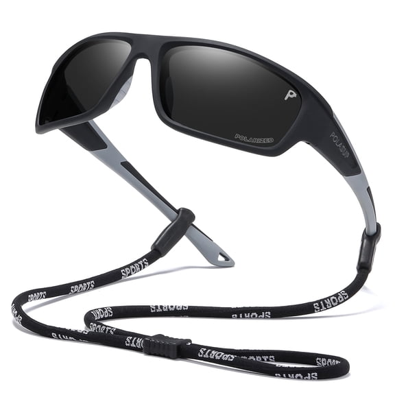 POLASUP   Polarized Sports Sunglasses Men UV400 Protection Anti-Glare with Adjustable Strap for Fishing Driving