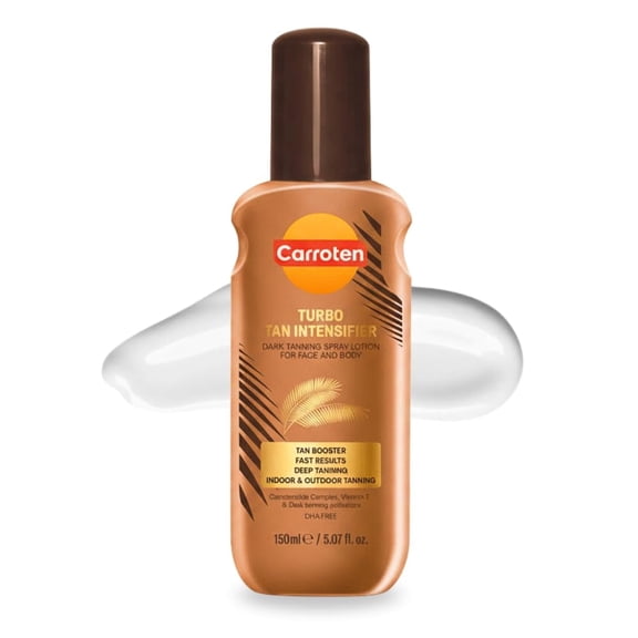 Carroten Turbo Tan Intensifier | Dark Tanning Spray Lotion for Face and Body | Deep Tanning | Quick-Drying, Lightweight Hydration | 5.07 fl oz