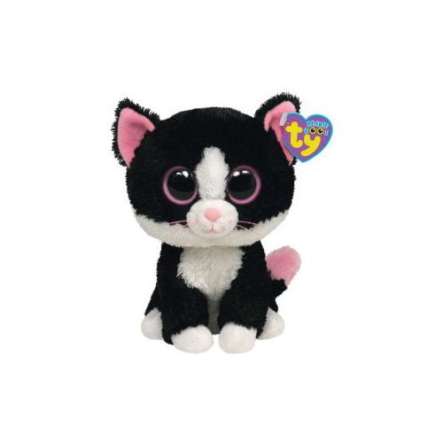 6" TY Beanie Boos Black White Cat PEPPER Glitter Eyes Plush Stuffed Toy Kid Gift 