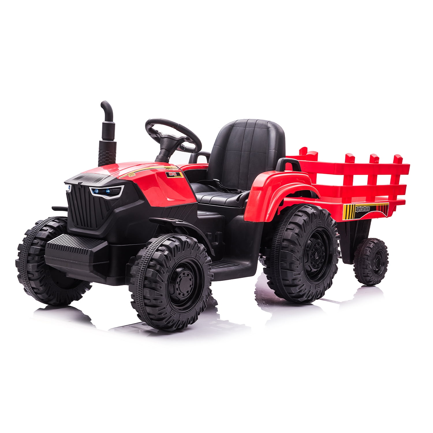 CIPACHO 24V Electric Ride On Tractor Car for Kids with Trailer, USB, LED Lights, Safety Belt, Tractor Sound (No Music), Red CIPACHO 24V Electric Ride On Tractor Car for Kids with Trailer, USB, LED Lights, Safety Belt, Tractor Sound (No Music), Red