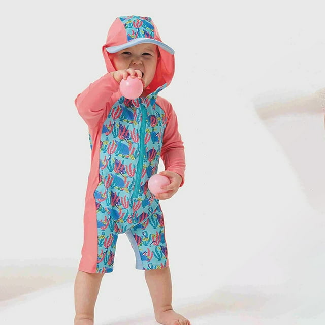 Maillot de Bain anti-UV pour Filles, Manches Longues, Protection Solaire, Taille 4-5 Ans