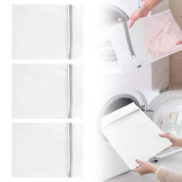 Zipper Storage Bags for Clothes, Mesh Laundry Bag for Delicates, Honeycomb Wash Bag for Underwear & Lingerie, 30X23Cm Small, 3 Pcs Clear