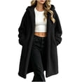 thumbnail image 3 of Women's Hooded Cardigan Fashion Casual Long Double-sided Velvet Warm Coat Outwear with Pockets Female S-2X, 3 of 7