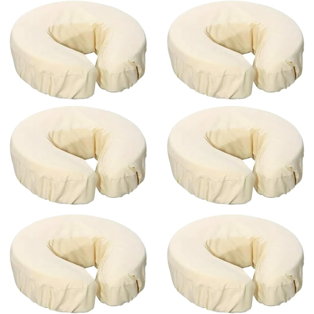 Housses de Repose-Visage en Microfibre Réutilisables Extra Douces et Lourdes pour Tables et Chaises de Massage, Crème, 1 Unité (Lot de 6)