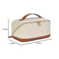 thumbnail image 2 of Telena Bolsa de maquillaje de piel de gran capacidad bolsa de maquillaje de viaje bolsa de cosm&eacute;ticos con asa y divisor abierto plano, 0-Beige con caf&eacute;, Elegante, 2 of 9