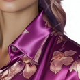 thumbnail image 6 of MOJOGO Floral Print Satin Blouse for Women Long Sleeve Button Down Shirts Soft Elegant Top for Date Party Business Resort Hot Pink XL, 6 of 6