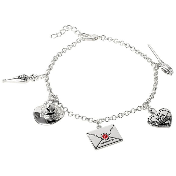 Harry Potter Womens Silver Plated Charm Bracelet, Love Potion - 7''
