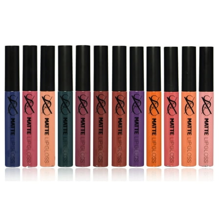 SXC Cosmetics Matte Liquid Lipstick Gloss, Waterproof Ultra Stay 12 Colors Set (Best Stay On Lip Gloss)