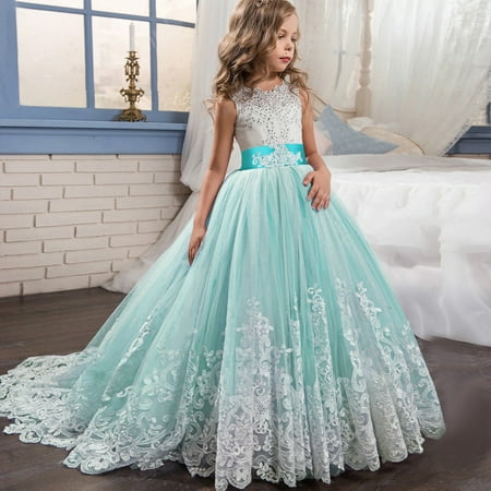 

Dezsed Children Dress Clearance Toddler Girls Net Yarn Embroidery Rhinestone Bowknot Birthday Party Gown Long Dresses Blue 8-9Years