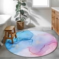 thumbnail image 3 of Round Rugs 3Ft, Blue Pink Ombre Round Area Rug Washable Indoor Throw Carpet, Abstract Modern Aesthetics Marble Small Non Slip Circle Rug for Bedroom Living Room Home Decor Aesthetic, 3 of 8