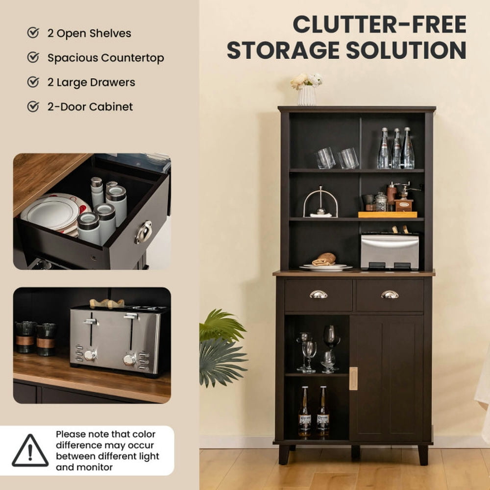 Finihen Kitchen Storage Cabinet, Buffet Sideboard, 67 inches Freestanding Kitchen Pantry Cabinet with Sliding Doors, for Dining Room, Kitchen, Living Room, Brown Finihen Kitchen Storage Cabinet, Buffet Sideboard, 67 inches Freestanding Kitchen Pantry Cabinet with Sliding Doors, for Dining Room, Kitchen, Living Room, Brown