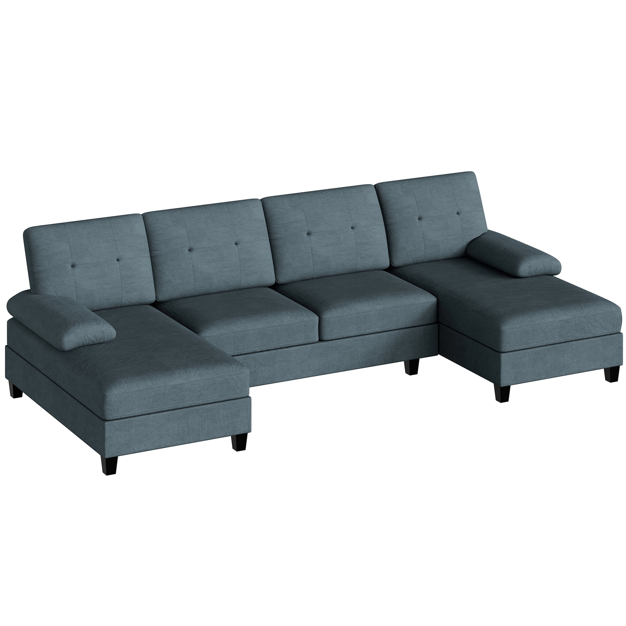 Walsunny Modern U-Shape Sectional Sofa, Chenille Fabric Modular Couch, 4 Seat Oversized Sofa with Chaise for Living Room