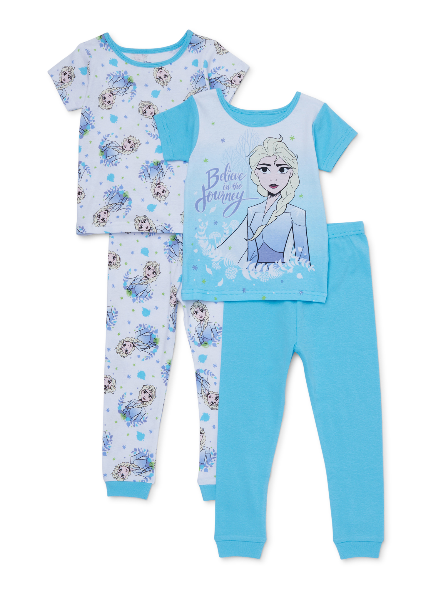 Frozen 2 Elsa Toddler Girls Snug Fit Cotton Short Sleeve Pajamas, 4pc
