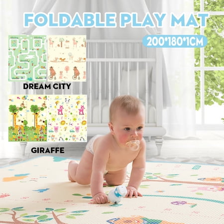 Foldable Play Mat – Large Tummy Time Folding Reversible Baby Mats for Playing or Crawling, Non Toxic XPE Playmat (Extra Large 70X78X0.4in)