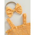 thumbnail image 6 of Wassery 3-6 M Polyester Sleeveless Frill Smocked Romper with Headband Set, Yellow, 2 Pack, 6 of 9