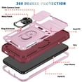 thumbnail image 2 of Design for Samsung Galaxy S23 Plus Phone Case with Camera Lens Sliding Cover Ring Holder Kickstand - Shockproof Heavy Duty Rugged Military Grade Bumper Protective Case for Women Men, Pink+Winered, 2 of 11