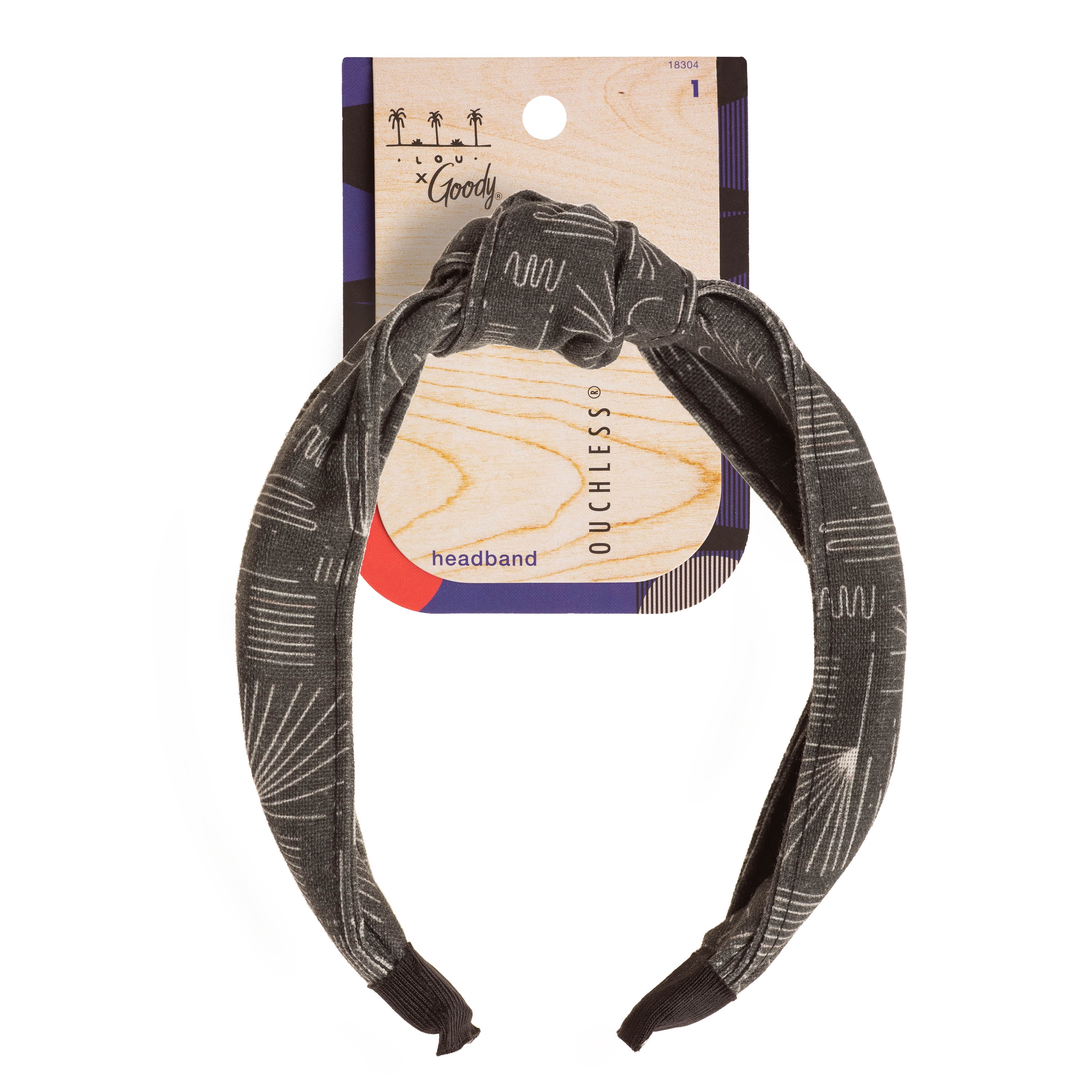 Goody Tru X Hola Lou Collab Ouchless® Printed Fabric Knot Headband Black, 1 CT