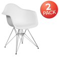 thumbnail image 4 of 2 pièces Chaise de la série Alonza en plastique blanc avec base chromée, 4 of 9