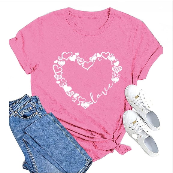Women's Short Sleeve T-shirt Valentine'S Day Funny Print Casual T Shirt Printed Crew Neck Shirt Women'S Pullover T Shirt, Women's Short sleeve T