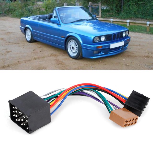 Arnés de cableado de radio de coche, kit de conector estéreo de arnés de cables de altavoz de coche Cable de arnés de conector de línea de audio Adaptador de enchufe ISO compatible con E36 E46 E39 Amonsee No
