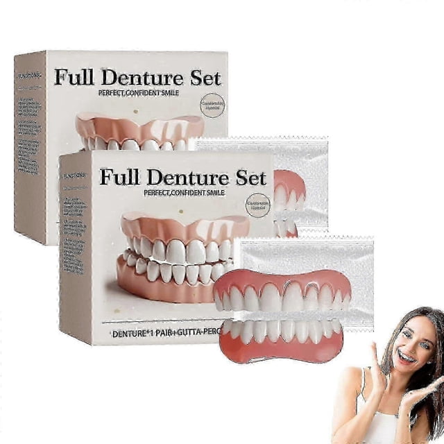 Neslemy Advanced Individual Full Denture Set, Soft Silicone Feeding , Comfortable Fit, 2-pack