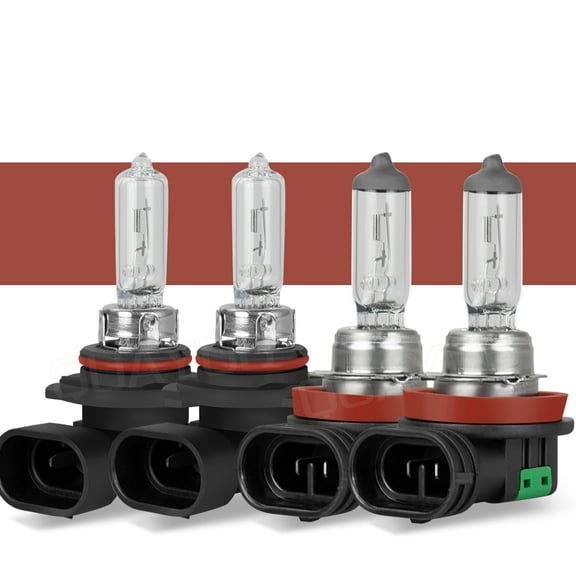 QUAYUB 9005 H11 Halogen Headlight Bulbs Combo, High Low Beam Replacement, 10000LM 3200K Warm yellow, Wireless Headlight Bulbs, Pack of 4