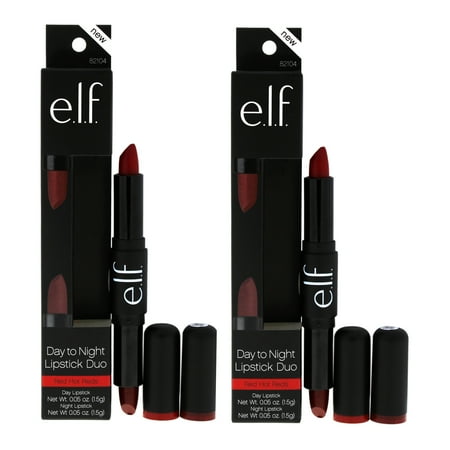 e.l.f. Day to Night Lipstick Duo - Red Hot Reds - Pack of 2, 2 x 0.05 oz