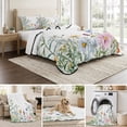 thumbnail image 6 of Full Quilt Set 78''x90'', Spring Floral Lightweight Summer Bedspread Coverlet Set with 2 Pillow Shams, Wildflowers Herbs Summer Botanical Breathable All Season Quilt Bedding for Bedroom/Guest Room, 6 of 9