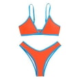 thumbnail image 6 of 2 Pack ylioge Swimsuits for Women Two Piece Bikini Bathing Suits Built in Bra Ladies Trendy Color-Block Low Waisted High-Cut Thongs Swimwear Sets, 6 of 8