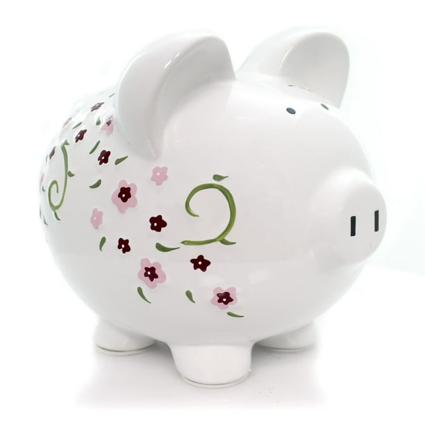 Bank Large Shabby Chic Pig Bank Ceramic Flowers Money ...