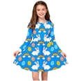 thumbnail image 2 of Robe à Manches Longues pour Filles, Robe Patineuse Évasée pour Filles, Robe Décontractée Extensible à Col Rond pour l'École, Récital, Pâques, Fête, Tenue de Printemps Hiver, 2 of 8