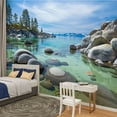thumbnail image 2 of Peel and Stick Wallpaper Canvas Lake Tahoe beach Modern Art Wall Mural Decor Self Adhesive and Removable 100in x 144in, 2 of 7