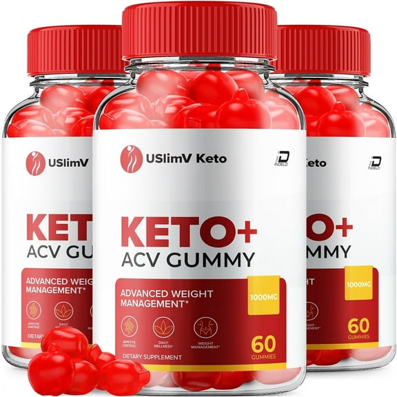 (3 Packs) USlimV Keto Gummies - USlimV KetoApple Cider Vinegar Gummy Supplement for Energy - USlimV Keto Gummies Dietary Supplement (180 Gummies)