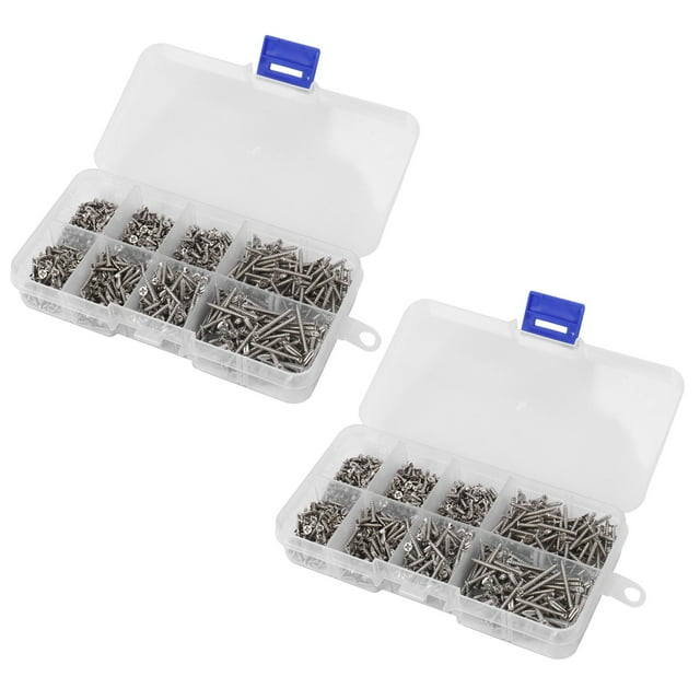 1600Pcs Stainless Steel Self Tapping Screw Assortment Kit Lock Nut Wood Thread Nail Screw Sets M2