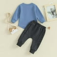 thumbnail image 6 of GXWEA 12-18 Month Boy Clothes 18Month Boy Clothes Toddler Boy Fall Winter Clothes Color Block Long Sleeve Sweatshirt Pullover Tops + Joggers Pants Outfit Set 18-24 Months Blue, 6 of 6