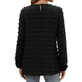thumbnail image 4 of ZXSXSY Women Crochet Dots Crew Neck Long Sleeve Button Keyhole Back Solid Color Blouse, 4 of 4