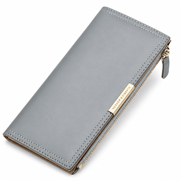 ELORIAH Ultra thin leather wallet, credit card RFID lock, women's and girls' zipper travel wallet, dark blue wallet