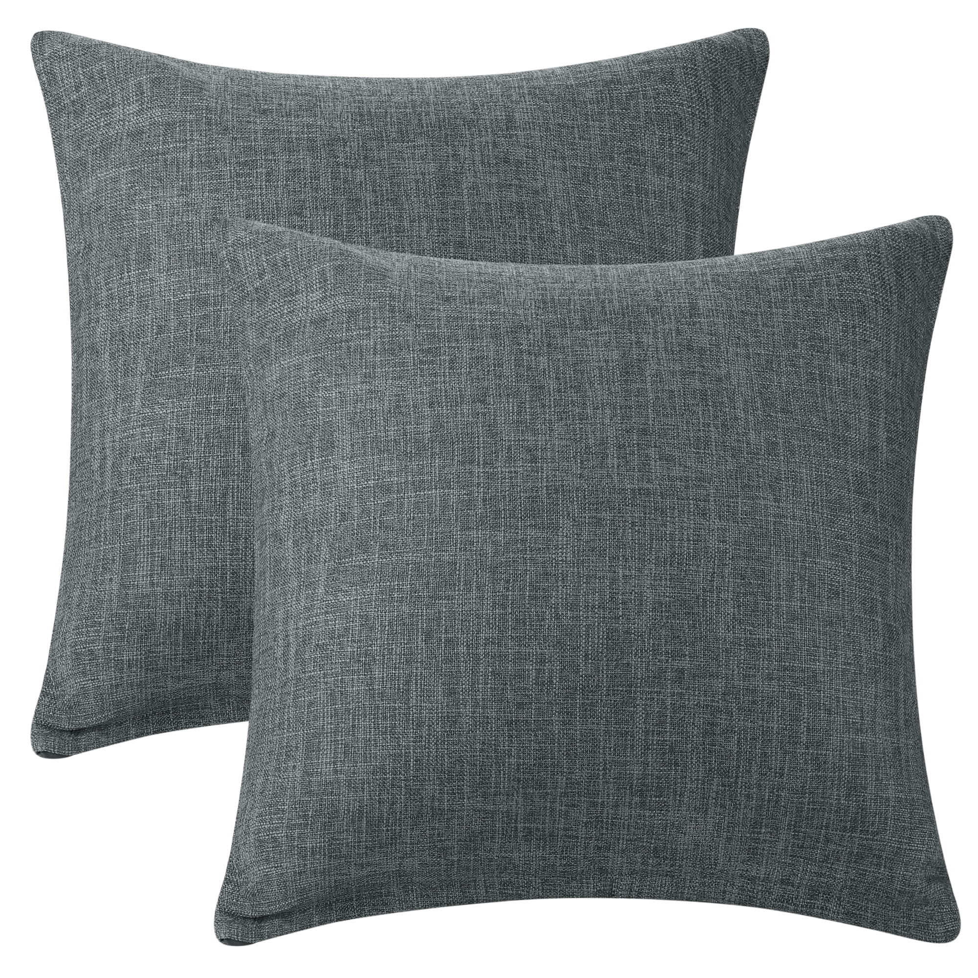 REGALWOVEN Linen Farmhouse Decorative Throw Pillow Covers Rustic Square Cushion Covers Set of 2 for Home Sofa Couch Black 16" x 16"