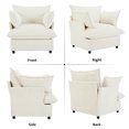 thumbnail image 3 of BRILHAMEZ 35" Oversized Accent Chair, Modern Corduroy Lounge Chair with Armrest Pillows, Comfy Reading Sofa for Living Room & Bedroom, White, 3 of 9